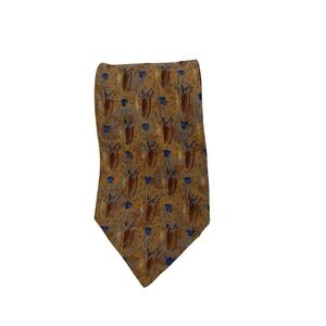 Seven Fold‎ Handsewn Finest Silk Tie With Floral Pattern In Brown & Blue